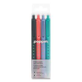 Work Happy Gel Pen, Retractable, Fine 0.7 mm, Black Ink, Assorted Barrel Colors, 4/Pack