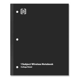 Wireless One-Subject Notebook, Medium/College Rule, Black Cover, 11 x 8.5, 80 Sheets
