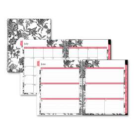 Analeis Create-Your-Own Cover Weekly/Monthly Planner, Floral, 11 x 8.5, White/Black/Coral, 12-Month (July-June): 2022-2023