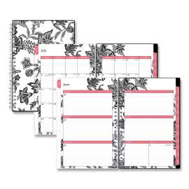 Analeis Create-Your-Own Cover Weekly/Monthly Planner, Floral, 8 x 5, White/Black/Coral, 12-Month (July to June): 2022 to 2023