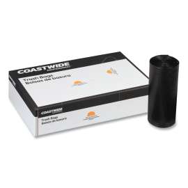 High-Density Can Liners, 12 to 16 gal, 0.31 mil, 24" x 33", Black, 50 Bags/Roll, 20 Rolls/Carton