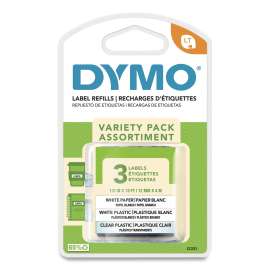 LetraTag Paper/Plastic Label Tape Value Pack, 0.5" x 13 ft, Assorted, 3/Pack
