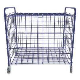 Lockable Ball Storage Cart, Fits Approximately 24 Balls, Metal, 37" x 22" x 20", Blue