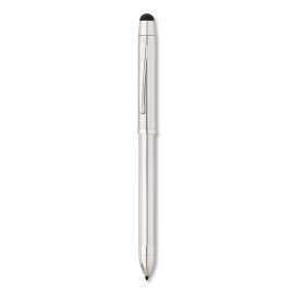 Tech3+ Multi-Color Ballpoint Pen/Stylus, Retractable, Medium 1 mm, Black/Red Ink, Lustrous Chrome Barrel