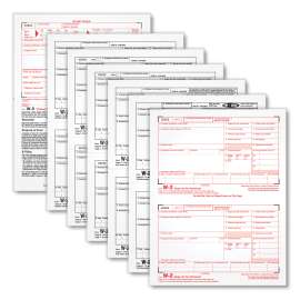 W-2 Tax Form for Inkjet/Laser Printers, Fiscal Year: 2022, Six-Part Carbonless, 8.5 x 5.5, 2 Forms/Sheet, 50 Forms Total