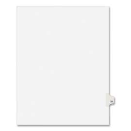 Preprinted Legal Exhibit Side Tab Index Dividers, Avery Style, 10-Tab, 21, 11 x 8.5, White, 25/Pack, (1021)