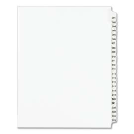 Preprinted Legal Exhibit Side Tab Index Dividers, Avery Style, 25-Tab, 301 to 325, 11 x 8.5, White, 1 Set, (1342)