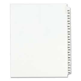 Preprinted Legal Exhibit Side Tab Index Dividers, Avery Style, 25-Tab, 351 to 375, 11 x 8.5, White, 1 Set, (1344)