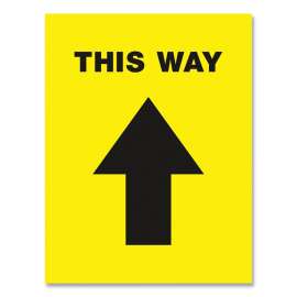 Social Distancing Floor Decals, 8.5 x 11, This Way, Yellow Face, Black Graphics, 5/Pack