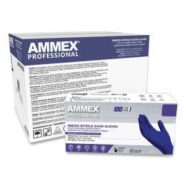 Nitrile Exam Gloves, Powder-Free, 3 mil, Large, Indigo, 100/Box