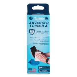 ScreenDr Device and Screen Cleaning Wipes, Includes 30 Individually Wrapped Wipes and 8" Microfiber Cloth, 6 x 5
