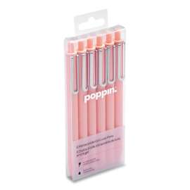 Luxe Gel Pen, Retractable, Fine 0.7 mm, Black Ink, Blush Barrel, 6/Pack