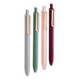Luxe Gel Pen, Retractable, Fine 0.7 mm, Black Ink, Assorted Barrel Colors, 4/Pack