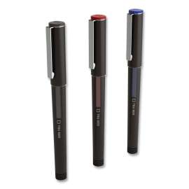 Roller Ball Pen, Stick, Fine 0.5 mm, Assorted Ink Colors, Black Barrel, 3/Pack