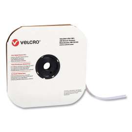 Sticky-Back Fasteners, Loop Side, 0.63" x 75 ft, White