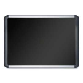 Soft-touch Bulletin Board, 96 x 48, Black Fabric Surface, Aluminum/Black Aluminum Frame