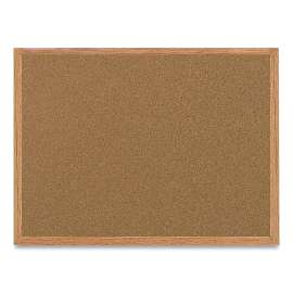Value Cork Bulletin Board with Oak Frame, 36 x 48, Natural Surface, Oak Oak Frame