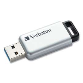 Verbatim - Store 'n' Go™ Secure Pro 128 GB Silver USB 3.0 Flash Drive with AES 256 Hardware Encryption (1 per Pack)
