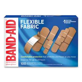 Flexible Fabric Adhesive Bandages, Assorted, 100/Box