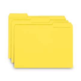 Interior File Folders, 1/3-Cut Tabs: Assorted, Letter Size, 0.75" Expansion, Yellow, 100/Box