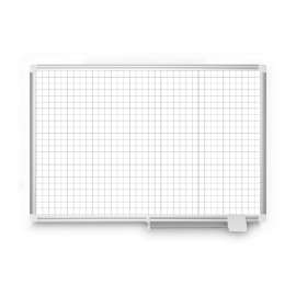 Gridded Magnetic Steel Dry Erase Planning Board, 1" Grid, 72 x 48, White Surface, Silver Aluminum Frame