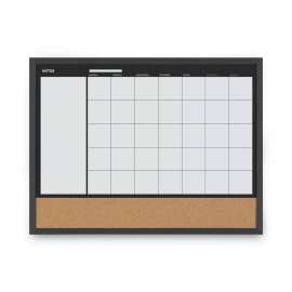 3-In-1 Combo Planner, 24.21 x 17.72, White Surface, Black MDF Frame