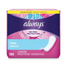 Thin Daily Panty Liners, Regular, 120/Pack