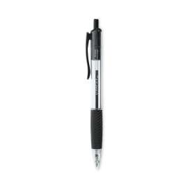 Comfort Grip Ballpoint Pen, Retractable, Medium 1 mm, Black Ink, Clear Barrel, 48/Pack