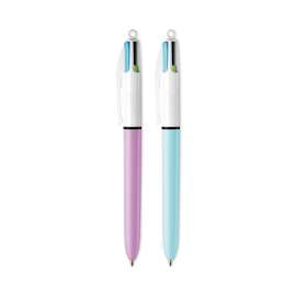 Retractable Ballpoint Pen, 1mm, Lime/Pink/Purple/Turq Ink, Lime Barrel, 2/Pack