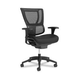 FlexFit 1500TF Mesh Back Fabric Task Chair, Supports Up to 300 lbs, 17.32" to 20.87" Seat Height, Black Seat/Back, Black Base