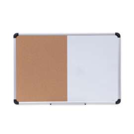 Cork/Dry Erase Board, Melamine, 36 x 24, Black/Gray, Aluminum/Plastic Frame