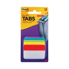 2" Plain Solid Color Angled Tabs, 1/5-Cut, Assorted Colors, 2" Wide, 24/Pack