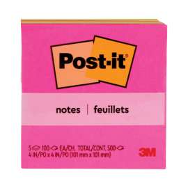 Original Pads in Poptimistic Collection Colors, 4" x 4", 100 Sheets/Pad, 5 Pads/Pack