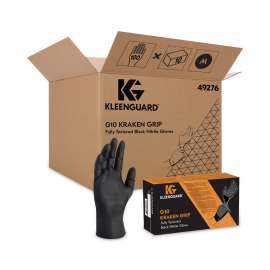 G10 Kraken Grip Nitrile Gloves, Fully Textured, Med/8, Black