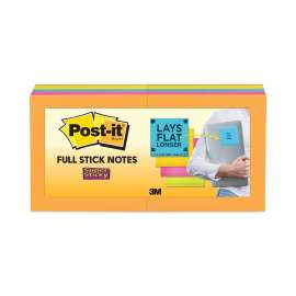 Full Stick Notes, 3 x 3, Assorted Rio de Janeiro Colors, 25 Sheets/Pad, 16/Pack