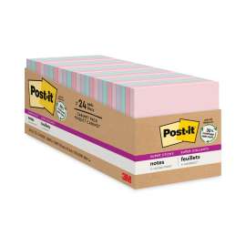Recycled Notes in Wanderlust Pastel Collection Colors, Cabinet Pack, 3" x 3", 70 Sheets/Pad, 24 Pads/Pack