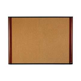 Widescreen Cork Bulletin  Board, 36 x 24, Natural Surface, Mahogany Aluminum Frame