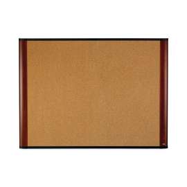 Widescreen Cork Bulletin Board, 48 x 36, Natural Surface, Mahogany Aluminum Frame