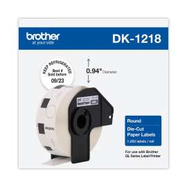 Die-Cut Round Paper Labels, 0.94" dia, White, 1,000 Labels/Roll