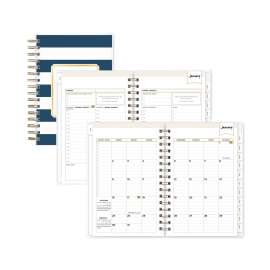 Day Designer Navy Stripe Daily/Monthly Planner, Navy Stripe Artwork, 8 x 5, Navy/White Cover, 12-Month (Jan to Dec): 2023