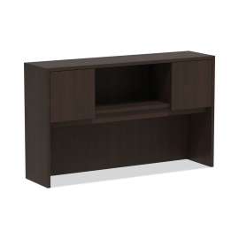 Alera - Valencia Series Espresso 4 Compartments Office Desk Hutch with Doors