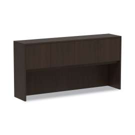 Alera - Valencia Series Espresso 4 Compartments Office Desk Hutch with Doors