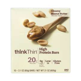High Protein Bars, Creamy Peanut Butter, 2.1 oz Bar, 10 Bars/Carton, Delivered in 1-4 Business Days