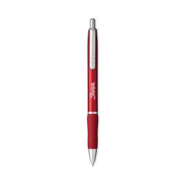 S-Gel Premium Metal Barrel Gel Pen, Retractable, Medium 0.7 mm, Black Ink, Red Barrel, 4/Pack