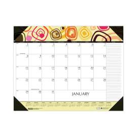Recycled Desk Pad Calendar, Geometric Artwork, 22 x 17, White Sheets, Black Binding/Corners,12-Month (Jan to Dec): 2023