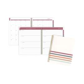 Blake Weekly/Monthly Planner, Blake Bold Stripe Artwork, 11 x 8.5, Cream/Blue/Brown Cover, 12-Month (Jan to Dec): 2023