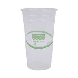 GreenStripe Renewable and Compostable PLA Cold Cups, 24 oz, 50/Pack, 20 Packs/Carton