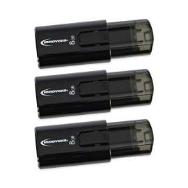 Innovera - 8 GB Black USB 3.0 Flash Drive (3 per Pack)