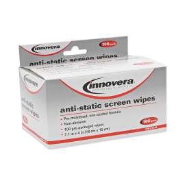 Antistatic Screen Cleaning Wipes, Cloth, 4.75,  x 7.25, White, 100/Pack