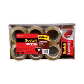 3750 Commercial Grade Packaging Tape with DP300 Dispenser, 3" Core, 1.88" x 54.6 yds, Clear, 12/Pack